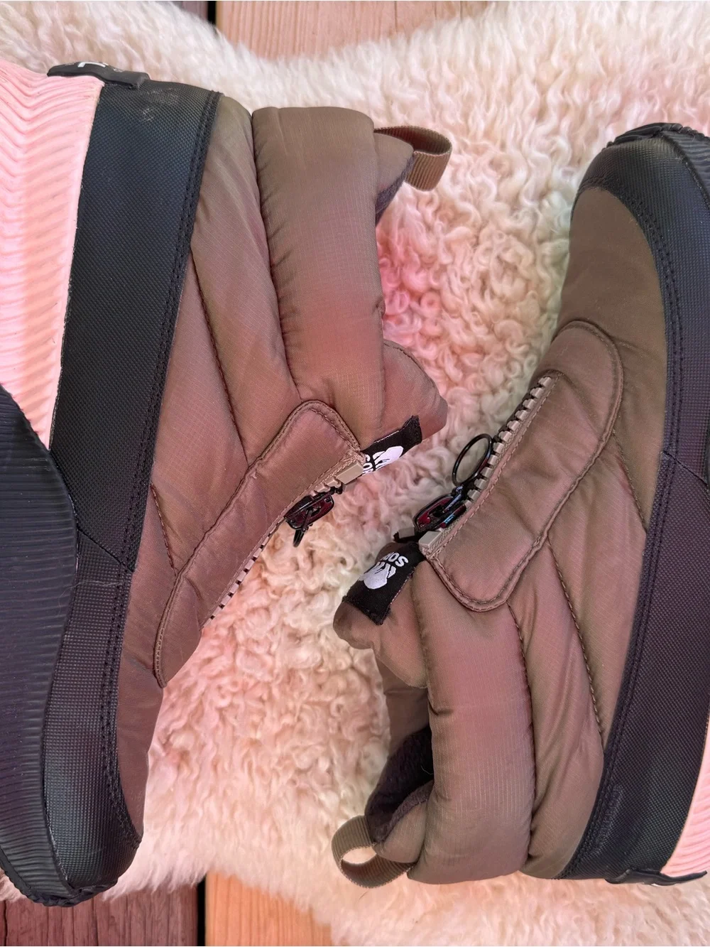 Sorel Out N About Olive Quilted Zip-Front Winter Booties